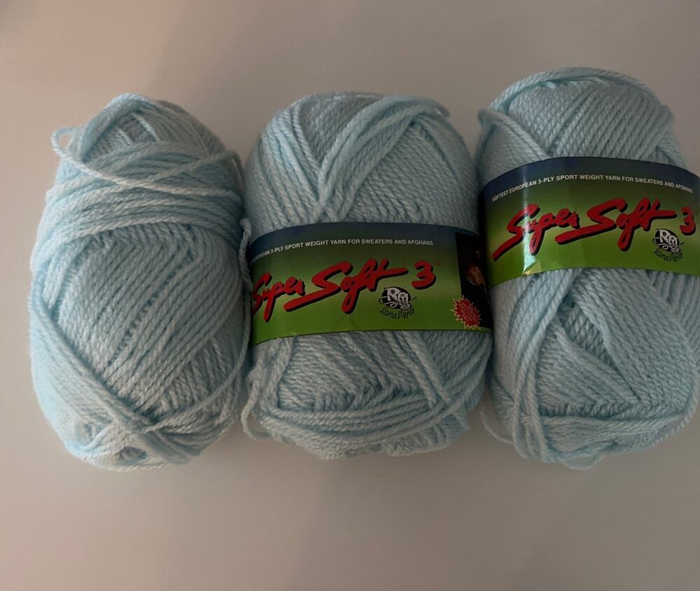 Lana Moro Vintage Super Soft Baby Blue Yarn 2.5 Skeins 3-ply Sport Wt Acrylic